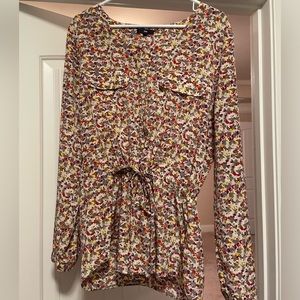 GAP Button Up Tie-Waist Utility Blouse - XL